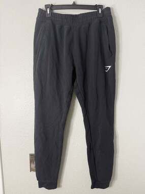 Gymshark Men’s Cotton Joggers With Zipper Pockets - Size Medium Black